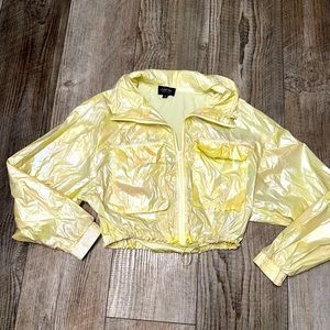 Vintage C’est Toi light yellow lemon translucent crop windbreaker L